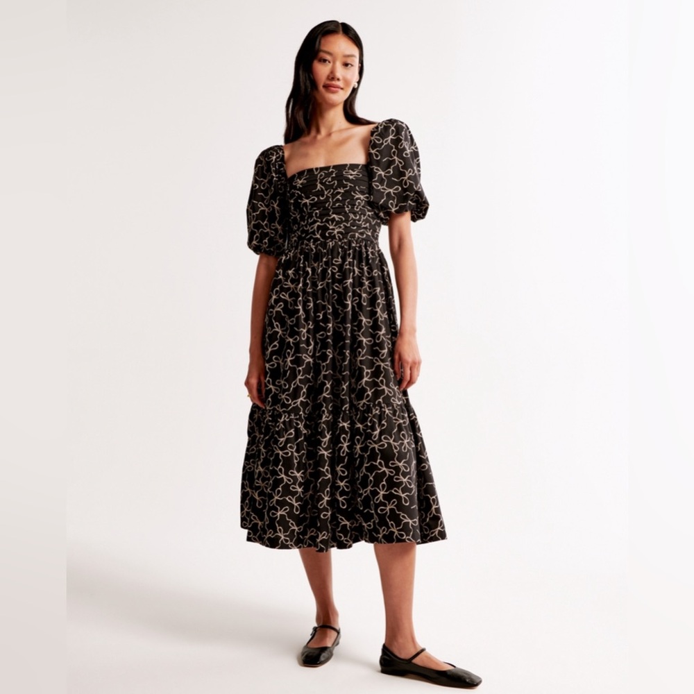 A&F Emerson Poplin Puff Sleeve Midi Dress